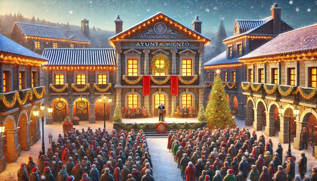 Preg贸n de Navidad: Historia, Tradici贸n e Ideas para un Evento M谩gico 1 Evento de preg贸n de Navidad con luces y m煤sica en una plaza.